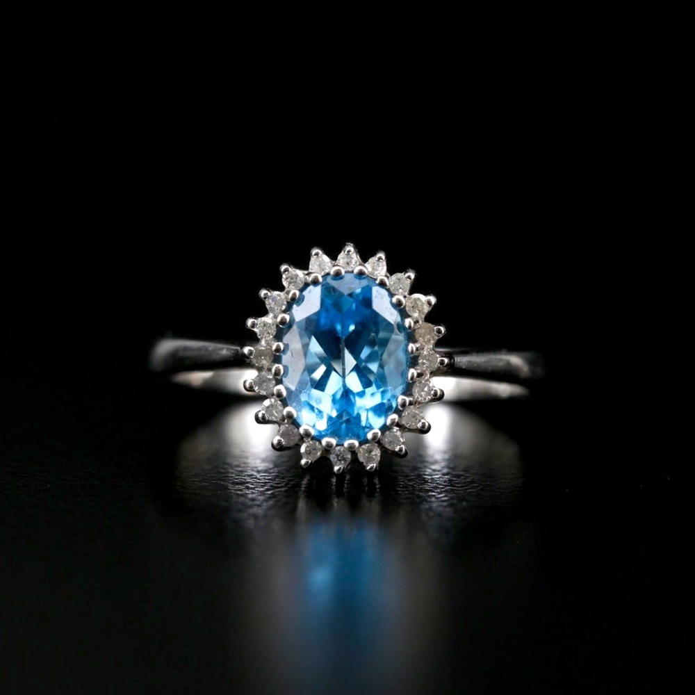 Vintage Topaz Diamond Princess Boho Ring 7